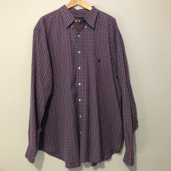 Ralph Lauren 100% Cotton 2XB Men's Red And Blue Check Plaid Button Down Shirt - Picture 1 of 7